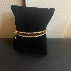 Stylish Stainless Steel Gold Sparkling Zipper Bracelet